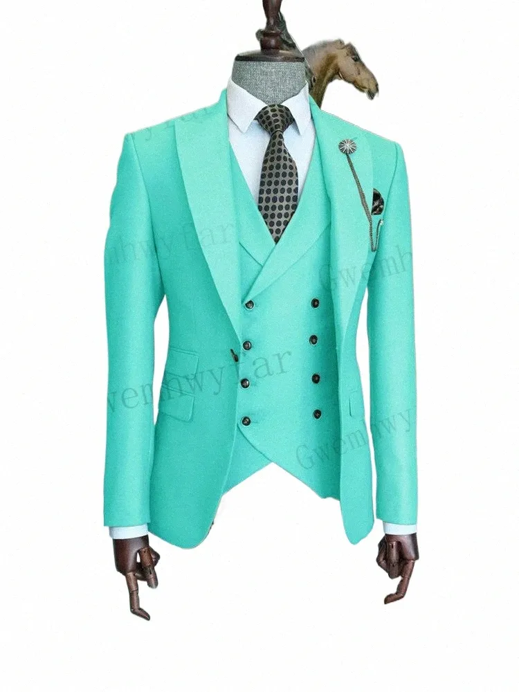 Gwenhwyfar Best Sell skräddare Made Men Suits Slim Fit Peak Lapel 3 Pieces New Fi Elegant Formal Busin Wedding Suit Set Q09G#