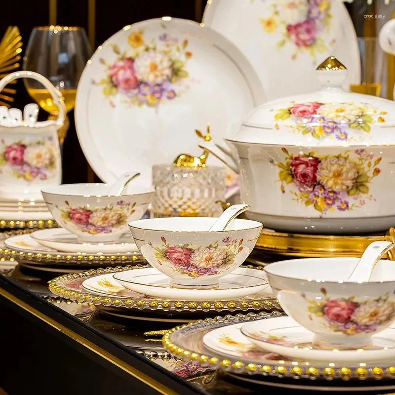 Marble Design Expensive Dinnerware Sets 60-Piece Bone China