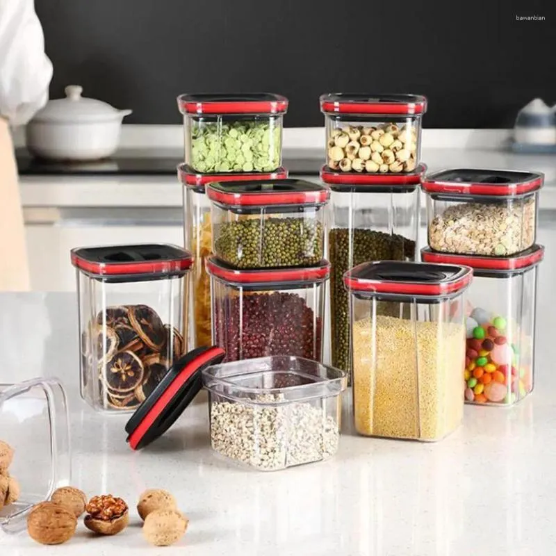 Storage Bottles Sealed Food Container Jar Capacity Airtight Cereal Box Transparent With Lid For Kitchen