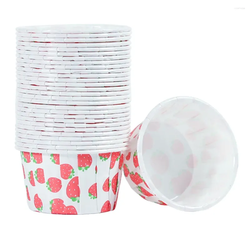 Disposable Cups Straws 100Pcs Ice Cream Dessert Bowls Baking Used Paper Party Supplies