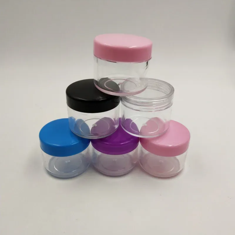 Polijsters 50pcs pot cosmétique vide en plastique avec couvercle pour voyage portable 10/15/20g crème pour le visage baume à lèvres conteneurs petites bouteilles rechargeables