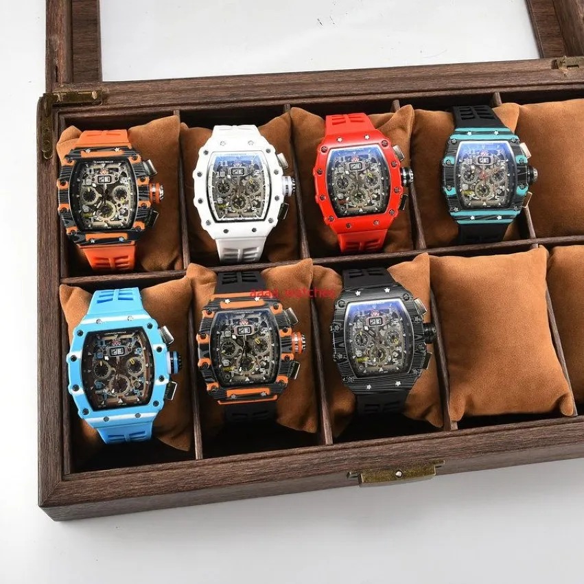 2023 6-pin automatisch horloge herenhorloge luxe volledig uitgeruste quartz horloge siliconen band gift1882