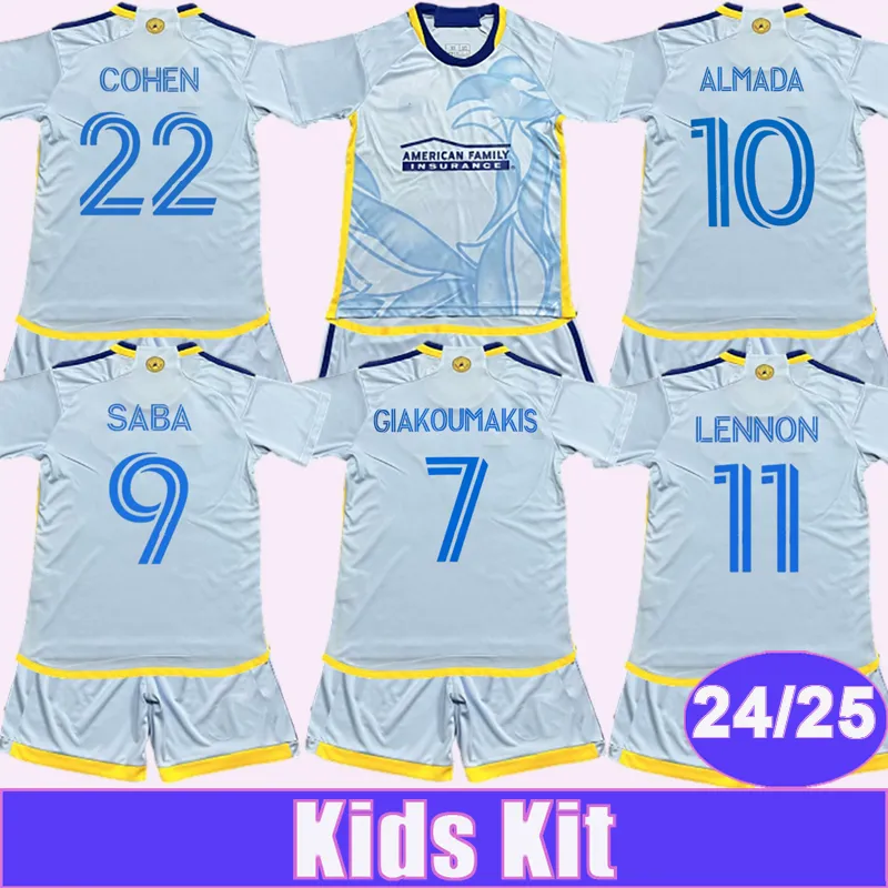 2024 25 Atlanta Uni ted Kids Kit maglie da calcio ALMADA GIAKOUMAKIS WILEY LENNON ABRAM GREGERSEN Maglia da calcio per bambini Uniformi a maniche corte