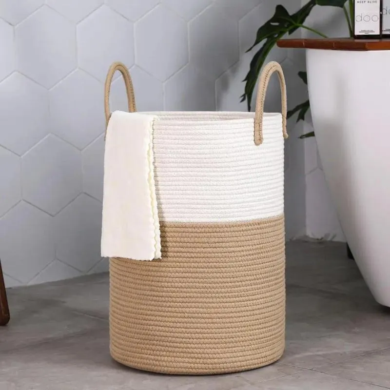 Sacs à linge, panier de rangement pour vêtements sales, corde en coton tissée de grande capacité pour la maison, salle de bain, chambre à coucher, Durable