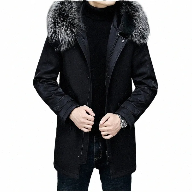 Taoboo New Men's Thasedened Down Jacket Winter Fox Collar 2022男性カジュアルダウンコート