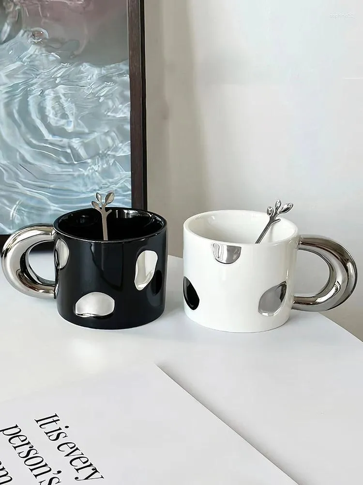 Canecas 360ml luz luxo cerâmica caneca requintado xícara de café da tarde chá drinkware doméstico café da manhã leite aveia presente