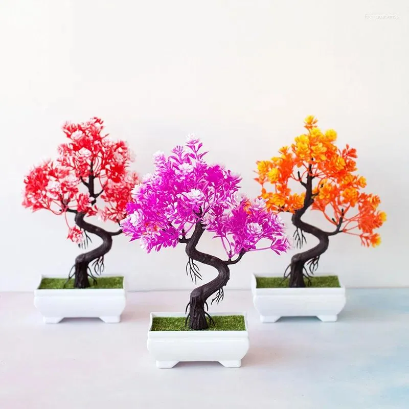 Dekorativa blommor 1pc konstgjorda växter bonsai liten trädkruka simulering heminredning falska blommor krukta bord mittpieces
