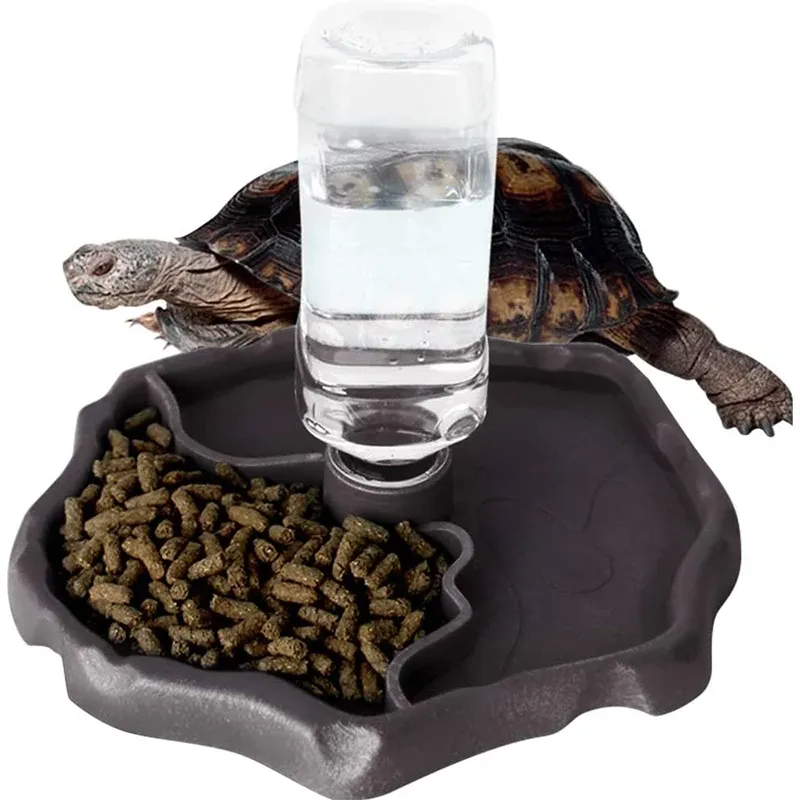供給爬虫類フィーダー給水装置タートルウォーターディスペンサーボトルカメフードウォーターボウル給餌皿餌箱