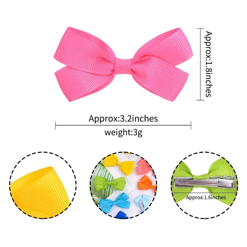 3.2 Inch Cute Ribbed Ribbon Hair Bows with Clip Baby Girl Hair pin Boutique Hair Accessories Party Gifts M2346