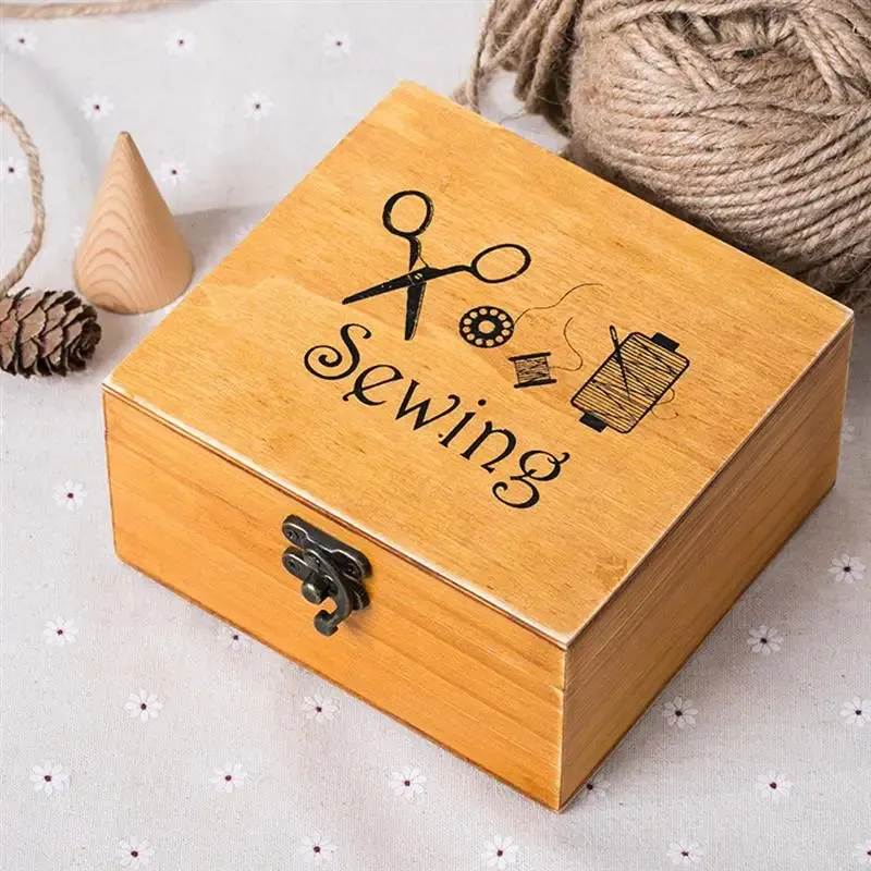 Кожаная деревянная швейная коробка для швейной коробки комплект для поправки