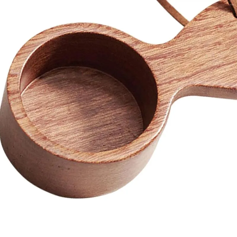 Coffee Scoops Wood Measuring Spoon Small Wall Mounted Creative With Leather Lanyard Kitchen