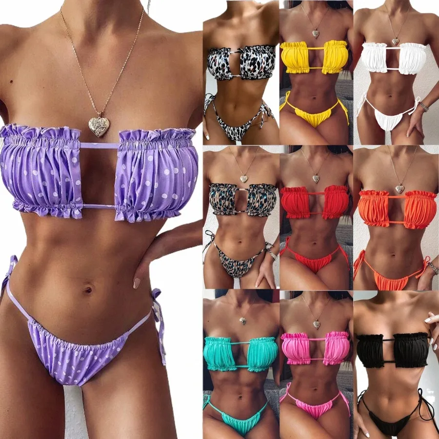 2024 Hot Lace Up THG Brazylijska odzież plażowa stroje kąpielowe Summer Kobiety BIQUNIS Strapl Kąpiec Kącik Loparda Maja Maya Dwa kawałki W2NT#