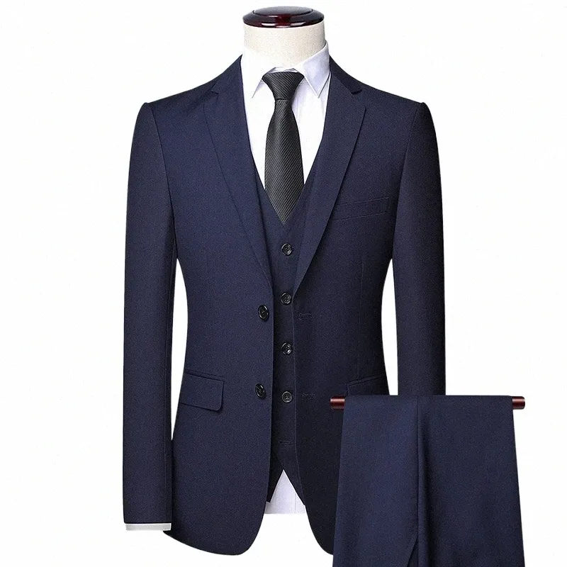 Högkvalitativ blazer+väst+byxor Enkel busin elegant fi jobbintervju gentleman kostym Slim 3 och 2 -stycken kostym z7xg#