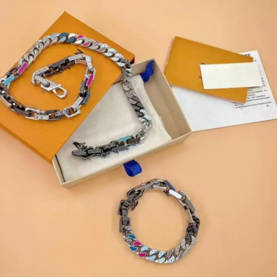 Collier chaîne en zircon coloré pour hommes, design italien, mode, bracelet tendance de rue, accessoires 270e