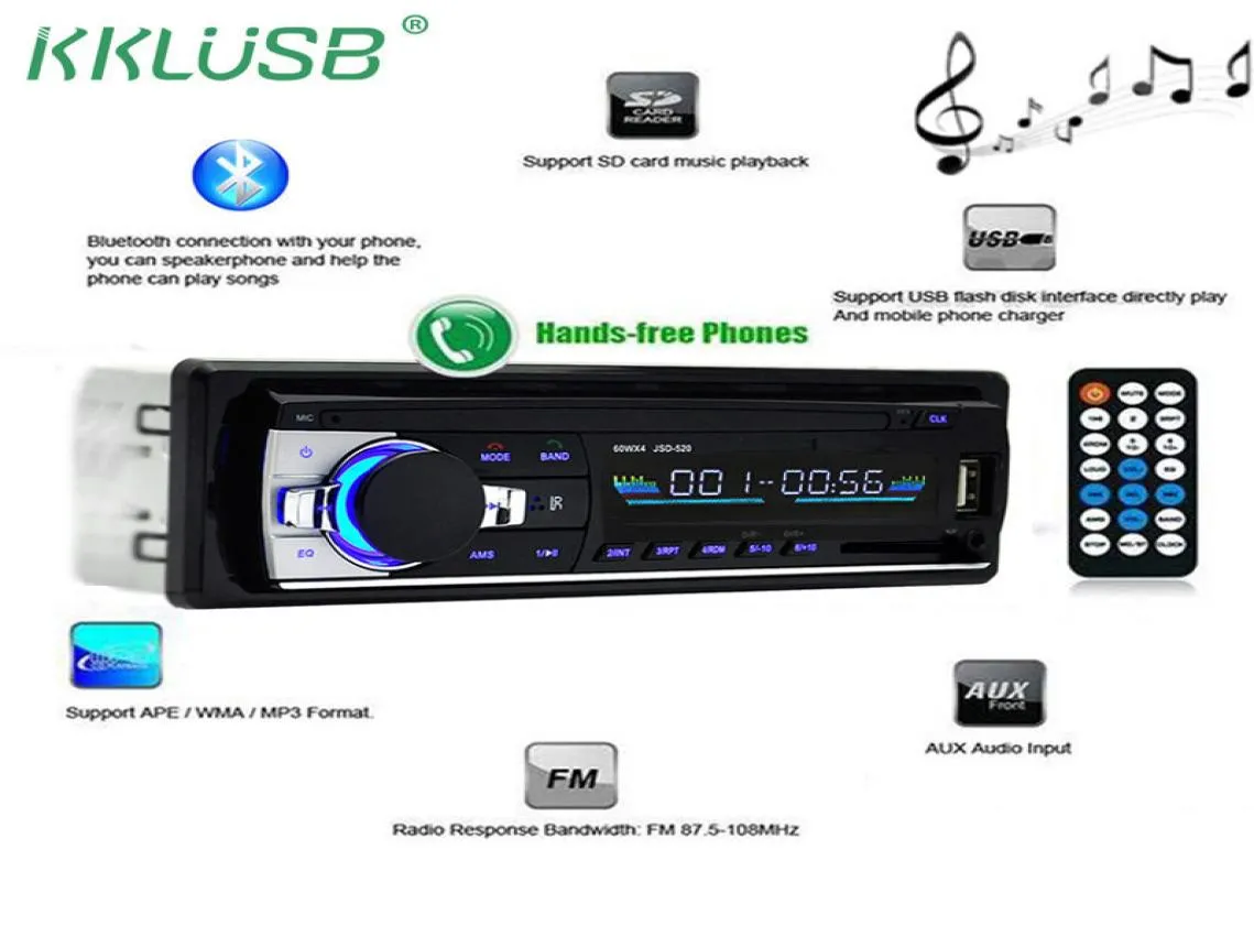 Autoradio 1 Din Autoradio Jsd-520 Car Stereo Bluetooth o Registratore Mp3 Usb Sd Ingresso Aux Oto Teypleri Auto Radio Car Player8262208