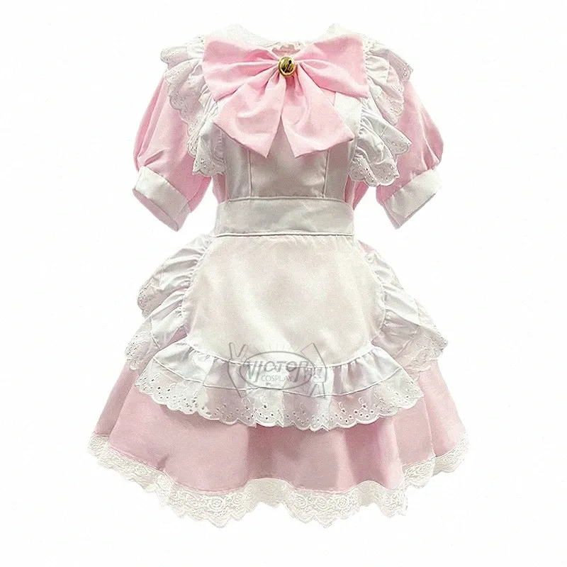 Ensemble uniforme de femme de chambre rose japonais Cos Soft Girl Maid Dr Lolita Dr w6bt #
