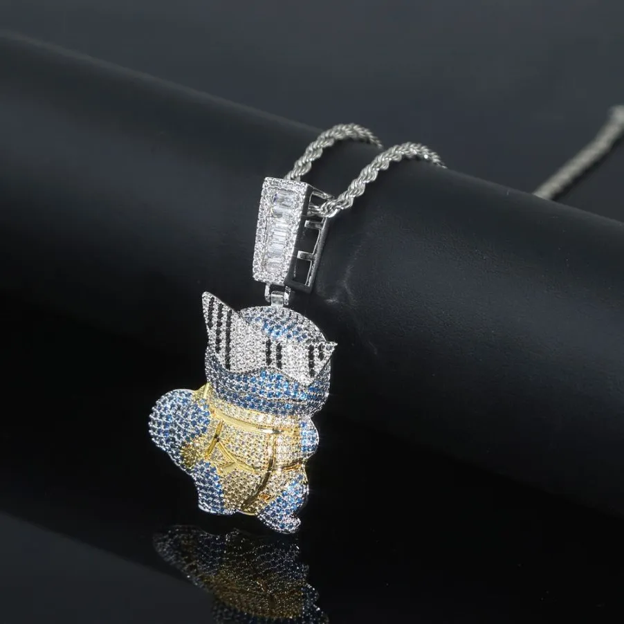 Iced Out Bling Cz Cute Turtles Anhänger Halskette Micro Pave Kubikzircon Herrenmode Hip Hop Punk Jewelry240u