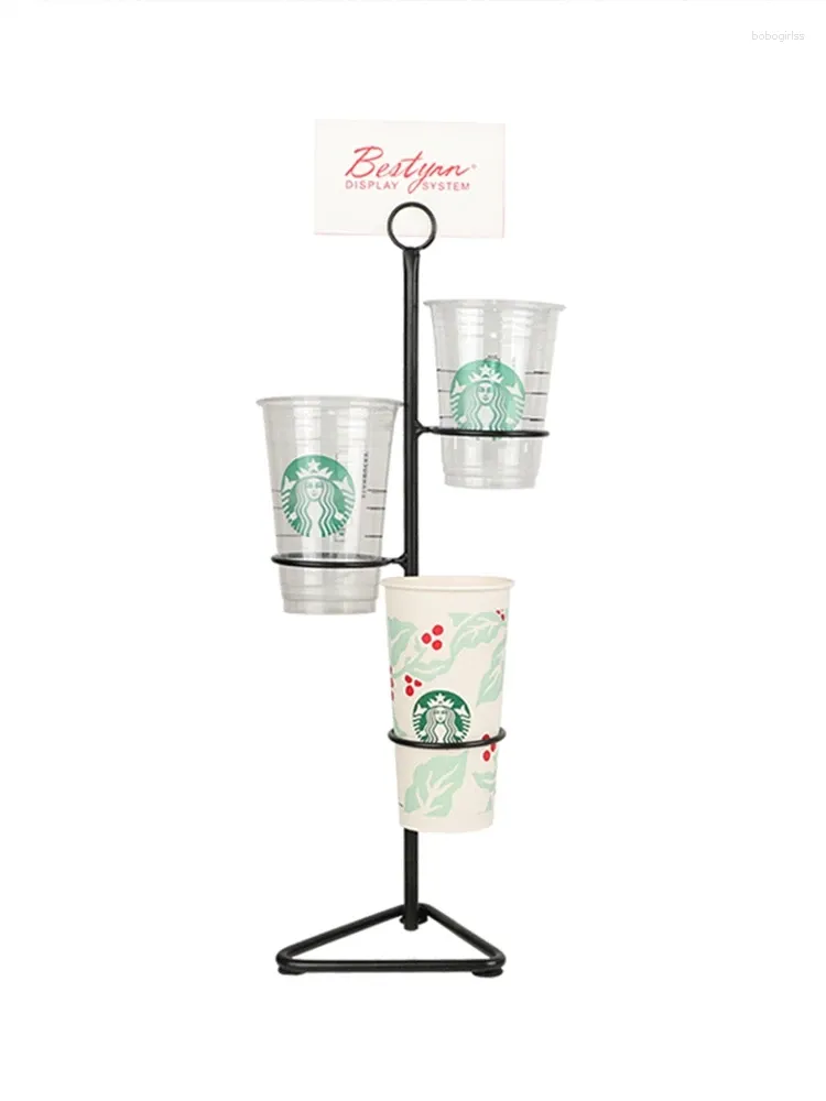 Hooks Cup Display Stand Bar Coffee Shop Desktop Milk Tea redskap Pappershållare