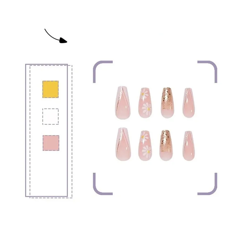 24 pçs unhas falsas francesas arte curta dicas de unhas imprensa vara em falso com projetos capa completa artificial rosa wearable dicas claras