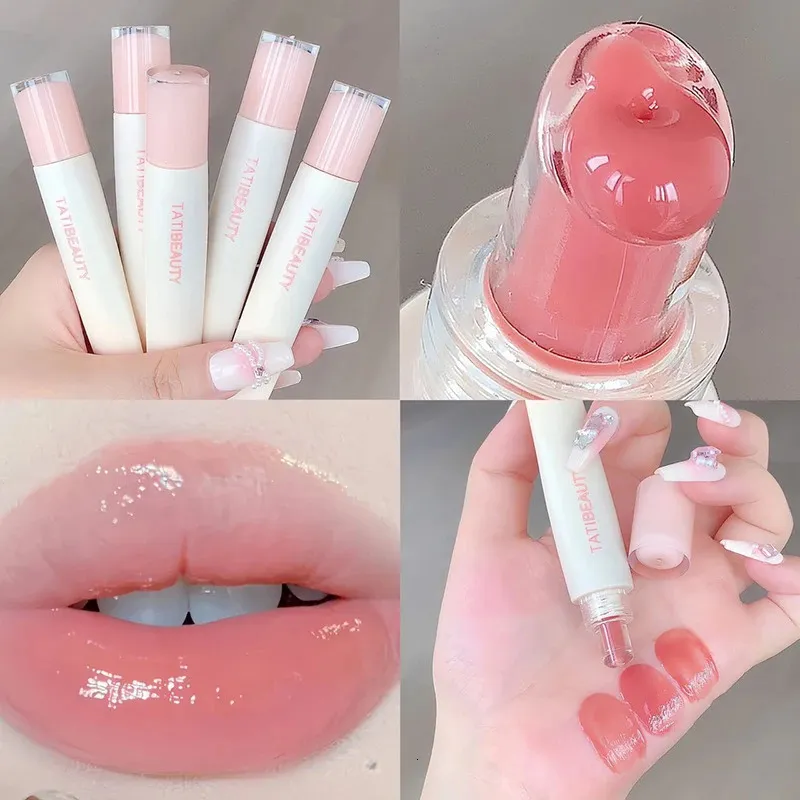 Couleur de lèvres de la gelée durée nue rose haut brillant couleur labiale hydratante miroir miroir à lèvres coréenne de beauté de beauté