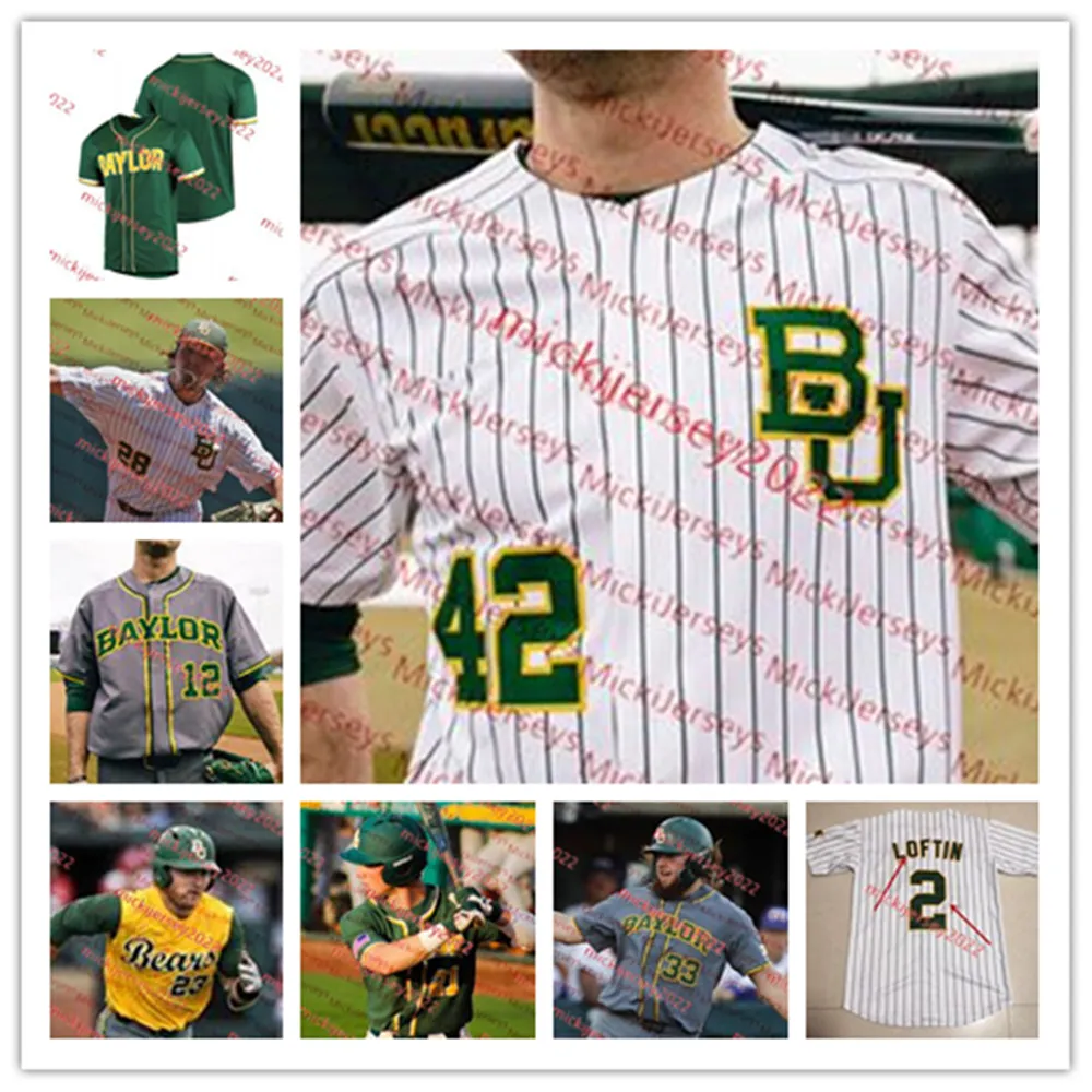 Jack Pineda Kyle Nevin Baylor Bears Baseball-Trikot Tre Richardson 18 Jared McKenzie 12 Esteban Cardoza-Oquendo 37 Chase Wehsener-Trikots individuell genäht