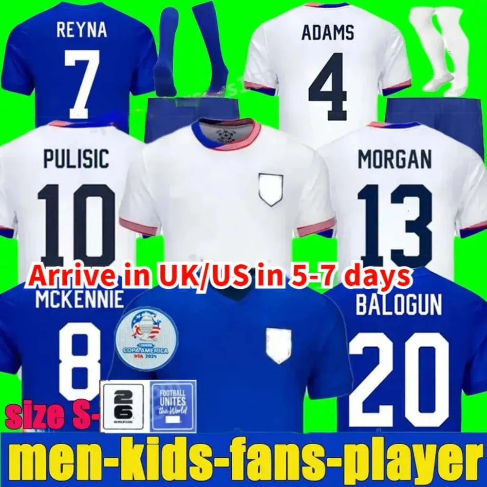 3xl 4xl 2024 2025 Pulisic Soccer Jerseys Aaronson Dest Weah Acosta McKennie Ferreira Reyna Morgan Usas Football Shirt Rapinoe Dunn Football Shirt Men Kids Kit Set Sets