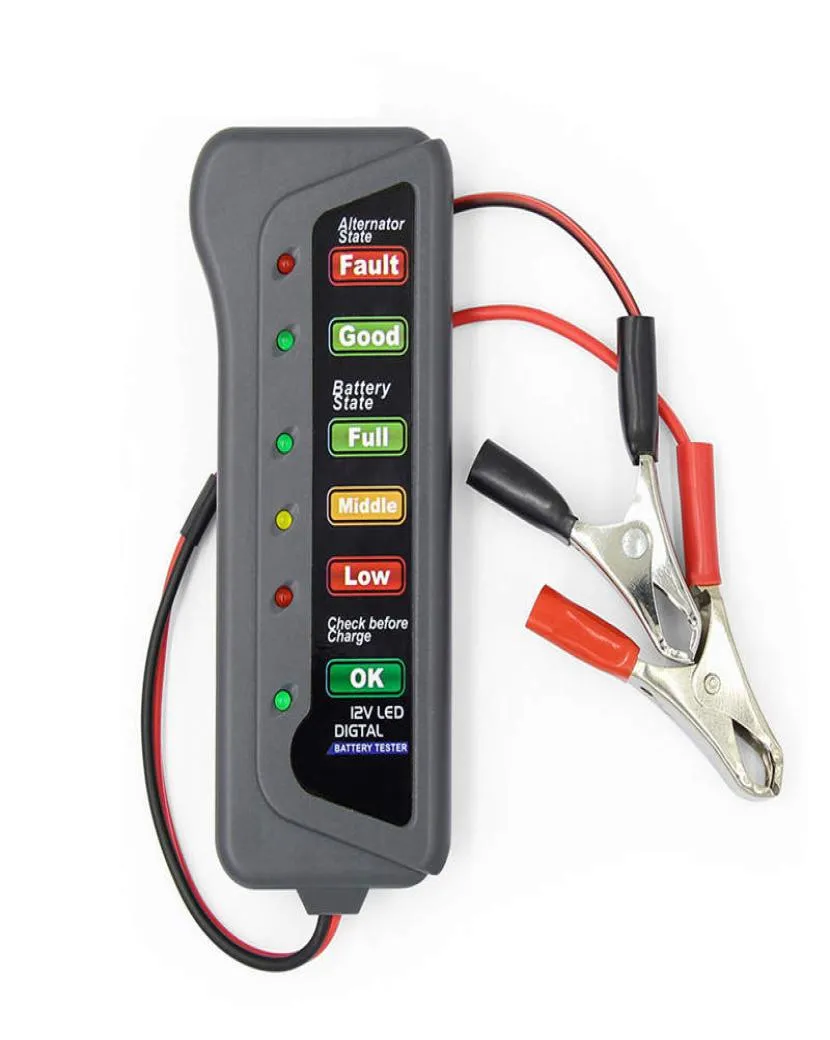 BT001 Multiple Functions Diagnostic Tool 12V Auto Digital Battery Tester Alternator 6 LED Light