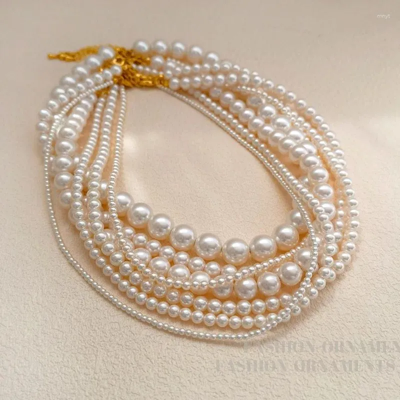 Kedjor Trendiga smycken Ett lager Elegant temperament av hög kvalitet Simulerad pärlhalsband för kvinnliga kvinnliga festbröllopspresent