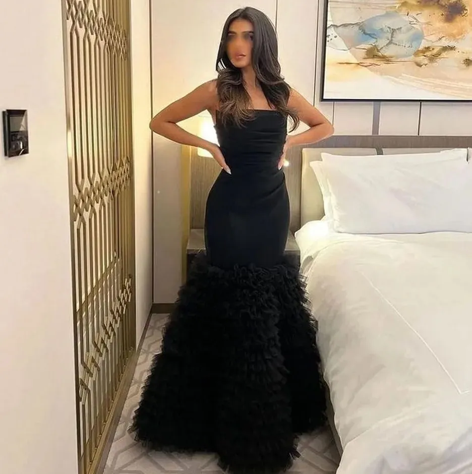 Black Strapless Mermaid Prom Dress with Ruffles Tulle Floor-Length Evening Gown from Dhgate Prom Dresses - price 140.71 Black Strapless Mermaid Prom Dress with Ruffles Tulle Floor-Length Evening Gown from Dhgate Prom Dresses - price 140.71