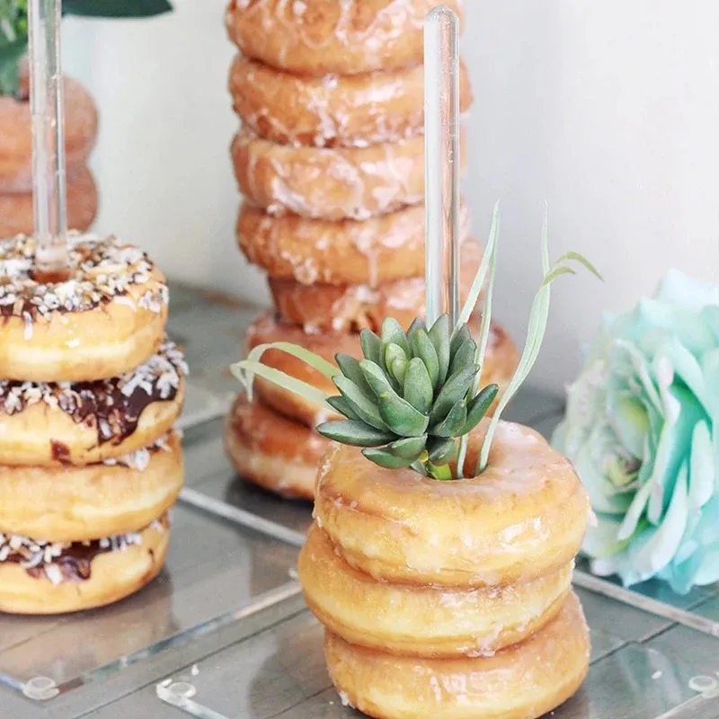 Almofada 1pc acrílico donut stands claro bagels titular donut sobremesa suporte mesa para festa de aniversário de casamento tratar exibição decoração