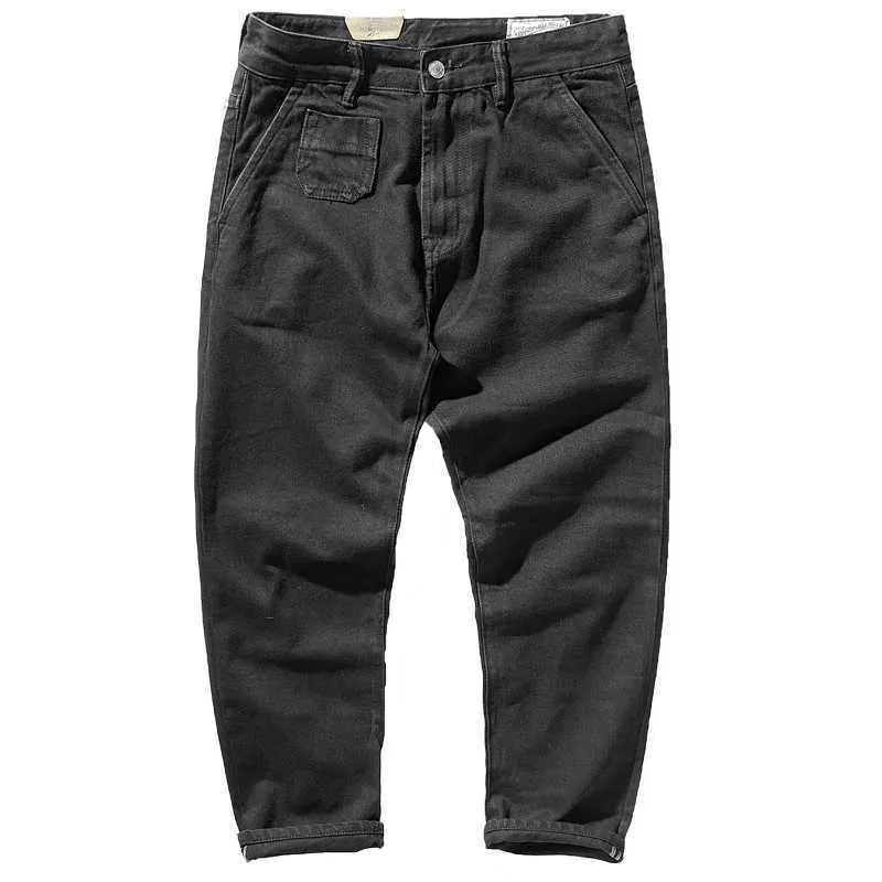 Jeans da uomo Autunno / Inverno American Retro Jeans dritti in denim pesante Uomo lavato vecchio nero tinto cono Sling Boots Pantaloni J240328