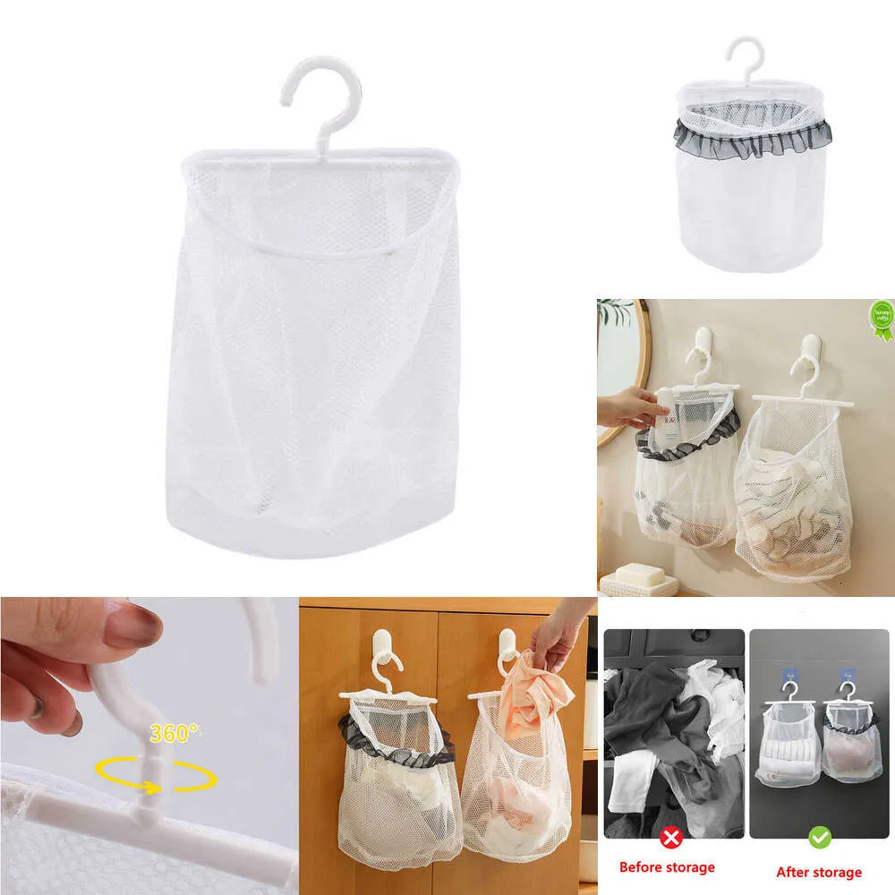 2024 Folding Laundry Basket Organizer For Dirty Clothes Bathroom Clothes Mesh Storage Bag Household Wall Hanging Basket Frame Bucket