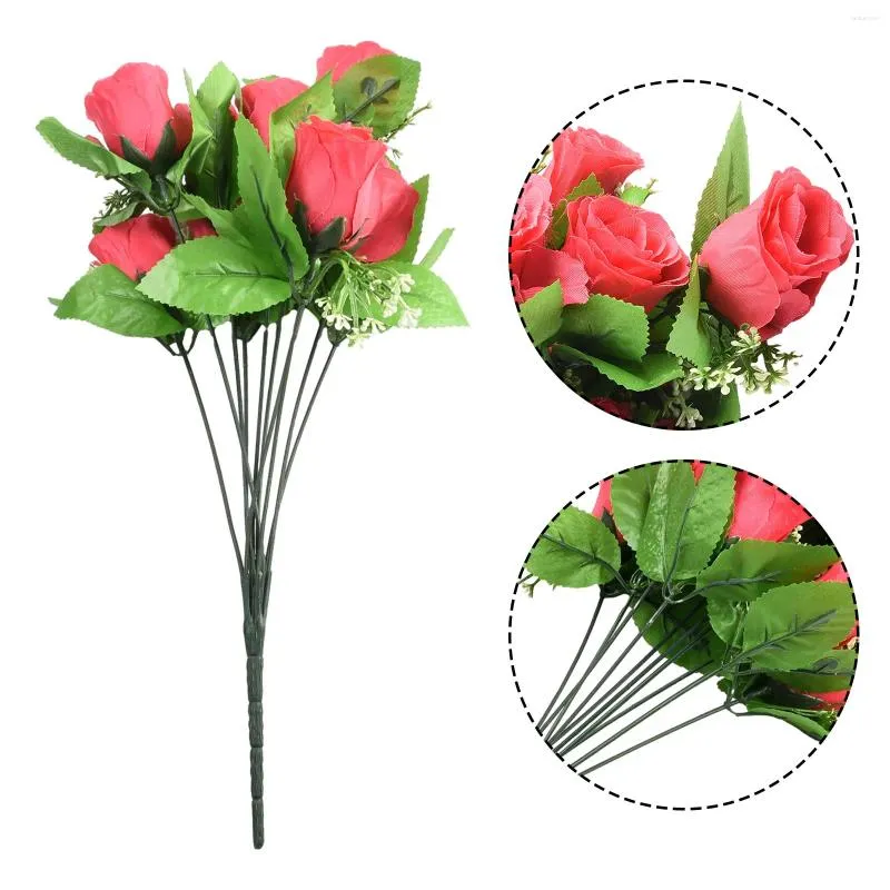 Fleurs décoratives 10pcs rose artificielle longue tige fausse roses de soie pour le bouquet de mariage bricolage Table maître de la pièce maîtresse de la maison