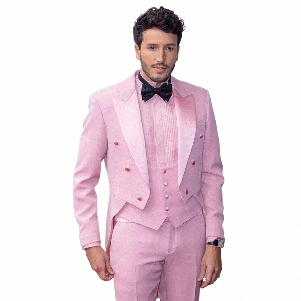 Stevditg Luxury Pink Tuxedo Men Suits Peak Lapel Double Breasetd Formal Wedding 3 Piece Jacket Pants Vest Elegant Male Clothing C9fs#