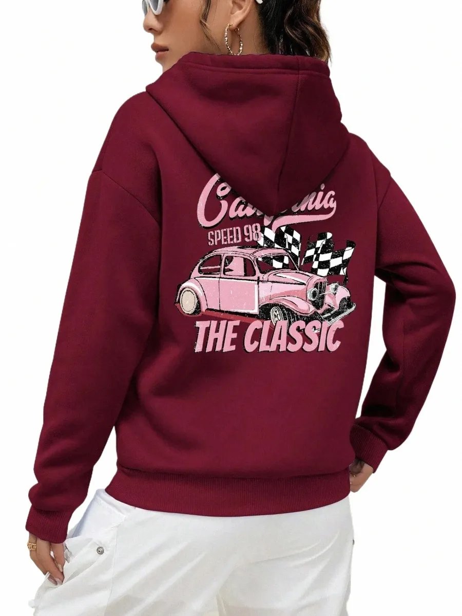 California Klasik Baskılı Hoodies Kadın Fi Yenilik Hoodie Basic All Maç Yeni Giysiler Gevşek O-Neck Sweatshirt B0ZP#