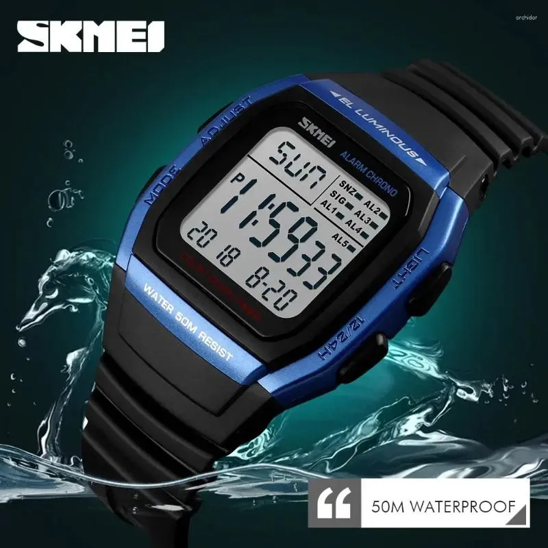 Orologi da polso SKMEI 1278 Casual Outdoor Orologio maschile Luminoso Montre Homme Digital Dual Time Sport Orologi da uomo Chrono Countdown Orologio da polso da uomo