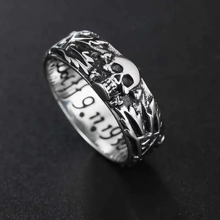 Cluster Rings Stainless Steel Men Domineering Skull Devil Punk Gothic Simple For Biker Male Boy Jewelry Creativity Gift Whole 3007