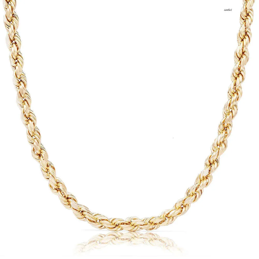 Real Solid 10k 14k Gold Rope Chains for Men Hip Hop Necklace