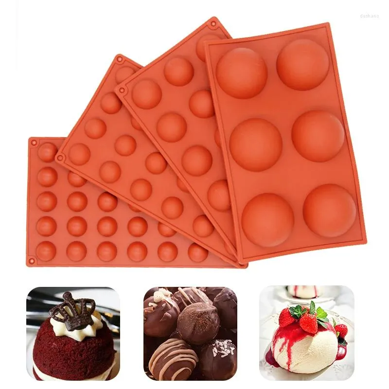 Bakgereedschap 4 maten halve bolvorm siliconen mal voor bakvormen vorm chocolade snoepmousse cakevormen Radom kleur
