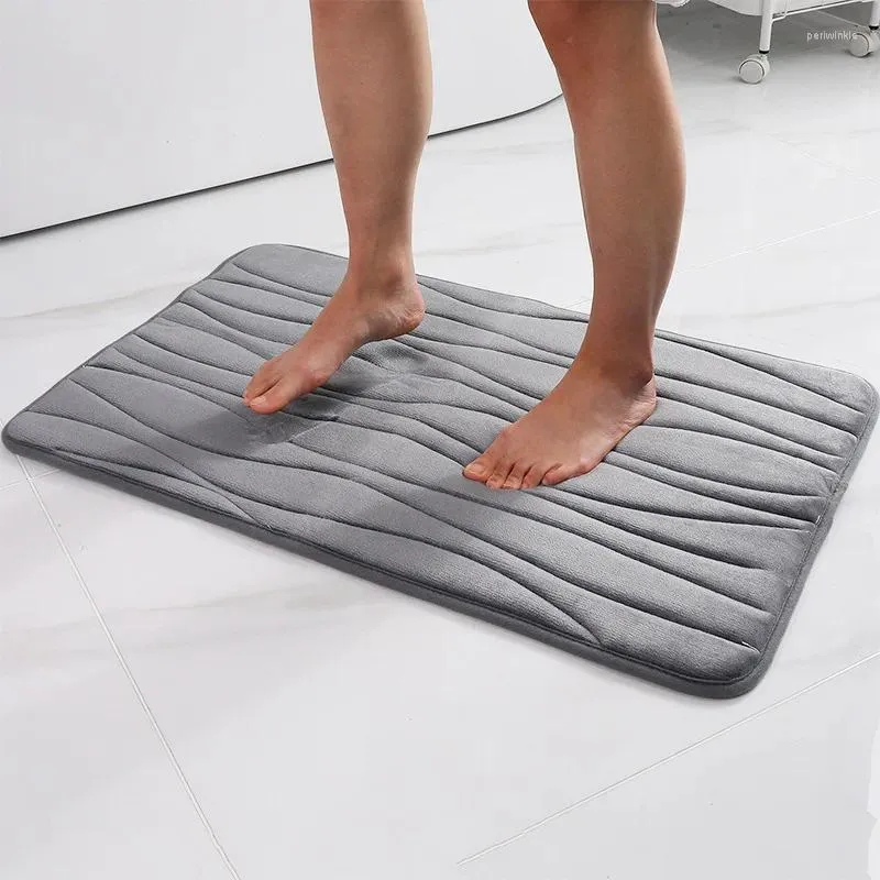 Bath Mats Wavy Stripe Memory Sponge Floor Mat Bathroom Absorbent Rug Home Toilet Door Carpet Wholesale