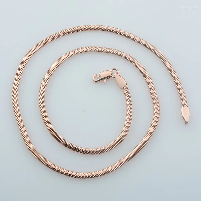 Ketten 3 mm 45 cm Herren Damen Halsband Rosegold Farbe Fischgräten-Halskette