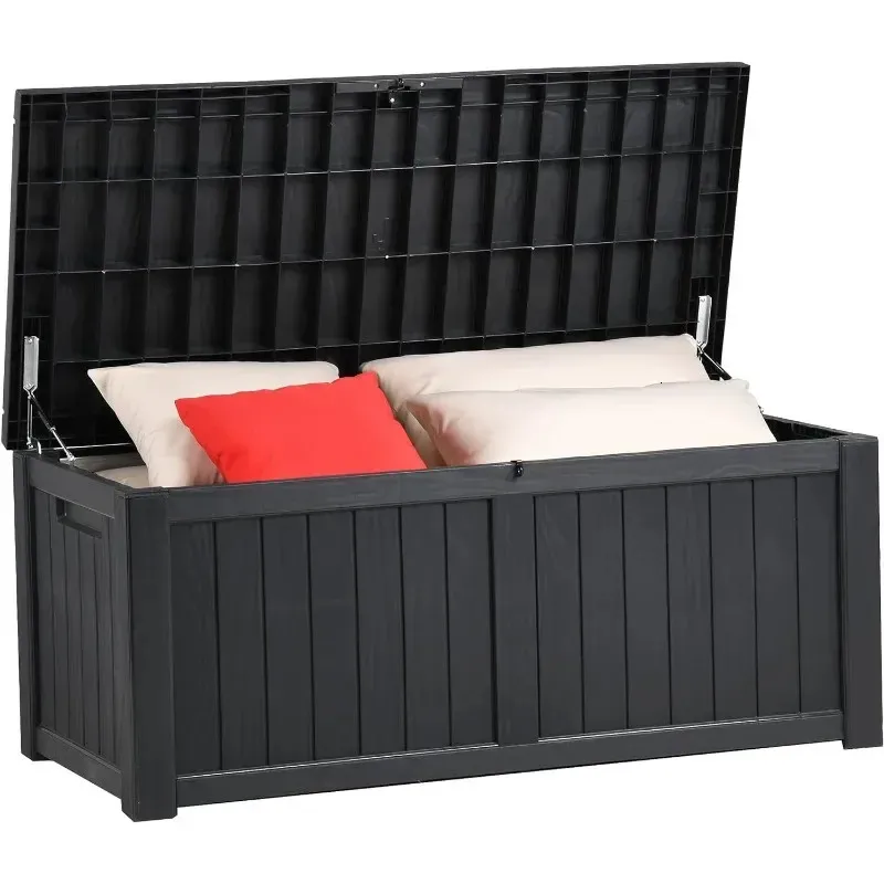 YITAHOME 120-галлонный ящик для хранения на открытом воздухе, большой внутренний дворик из смолы для подушек, садовые инструменты и принадлежности для бассейна 240319