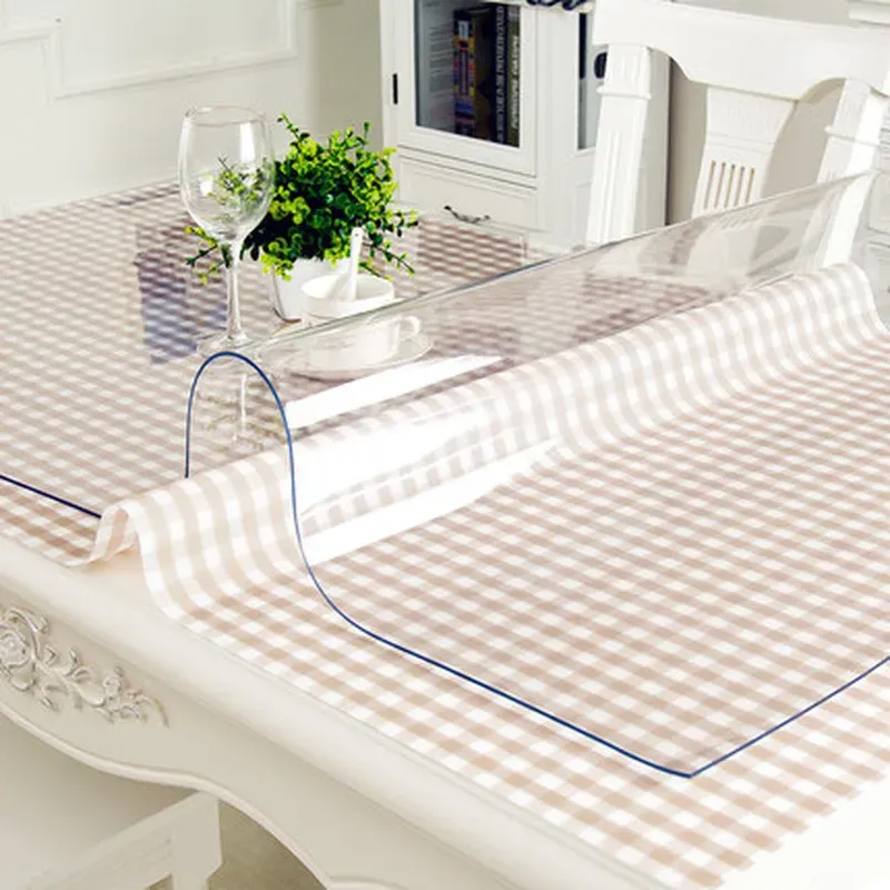 Cushion Pvc Tablecloth Transparent Table Cloth Cover Oilproof Plastic Table Cloths Dining Table Cover Soft Glass Cloth Kitchen 1.0mm