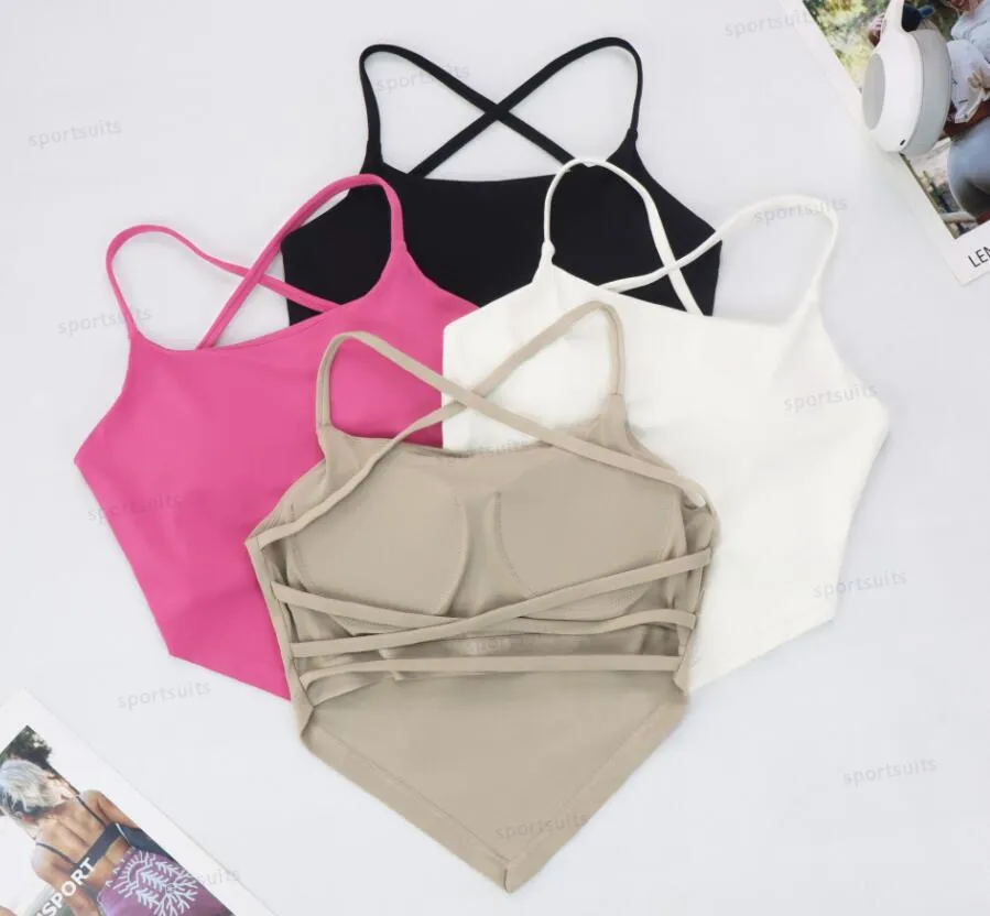 LL Yoga Femmes fine bandoulière beau dos croisé soutien-gorge de sport femmes yoga fitness soutien-gorge de sport sexy anti affaissement antichoc Push Up sous-vêtements de course Crop Top Shirt