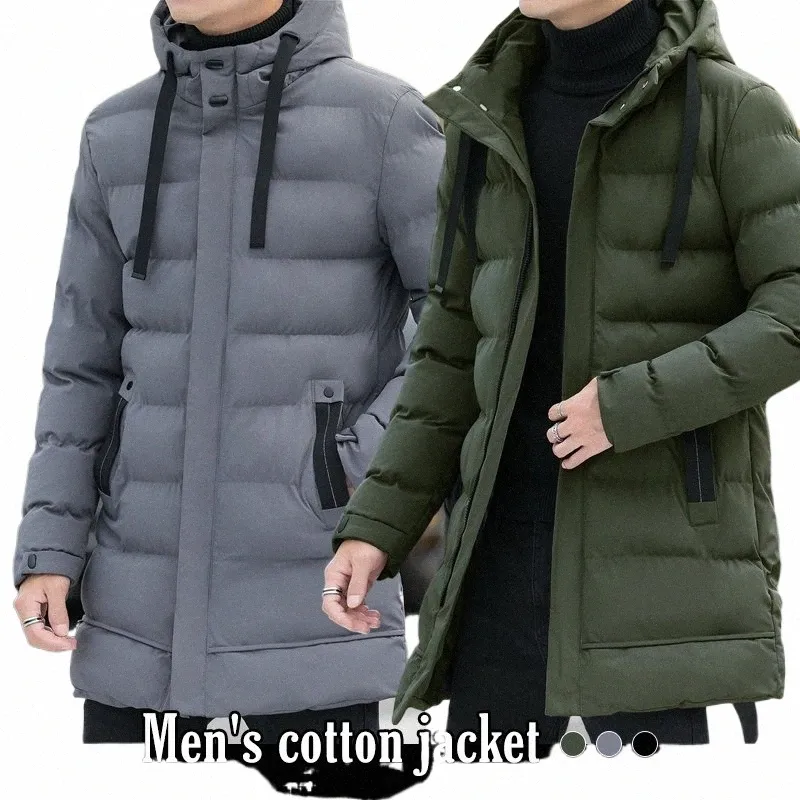 new Winter Thick Men Warm Parka Jackets Casual Men's Outwear Coats Solid Hooded Male Windbreak Coat with Pockets N3fJ#