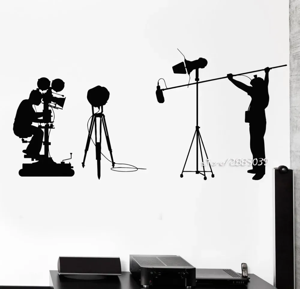 Adesivi Cinema Cinematografia Adesivi murali in vinile Macchina fotografica Direttore delle riprese Decalcomania Home Decor Disponibile in diversi colori Murale SA869