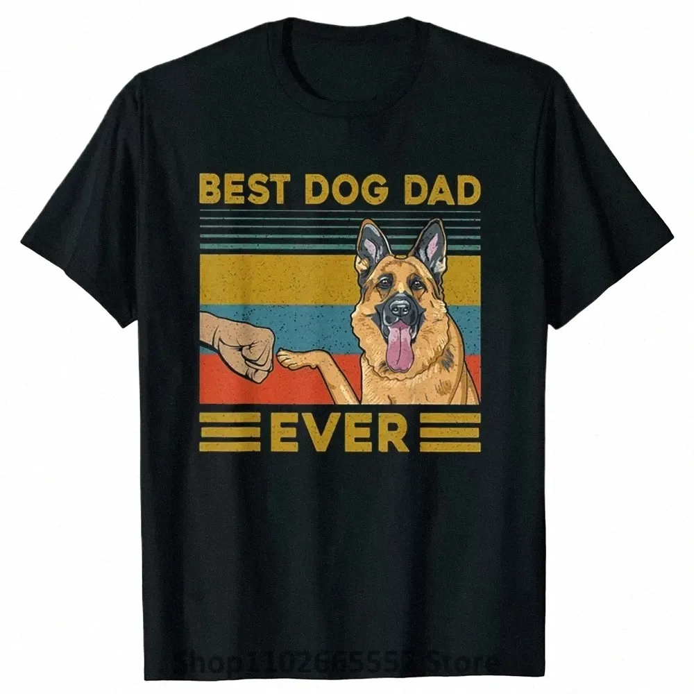 Rolig bästa hund pappa någonsin tysk herde retro vintage t skjortor sommarstång streetwear kort ärm födelsedagspresenter t-shirt n9qx#