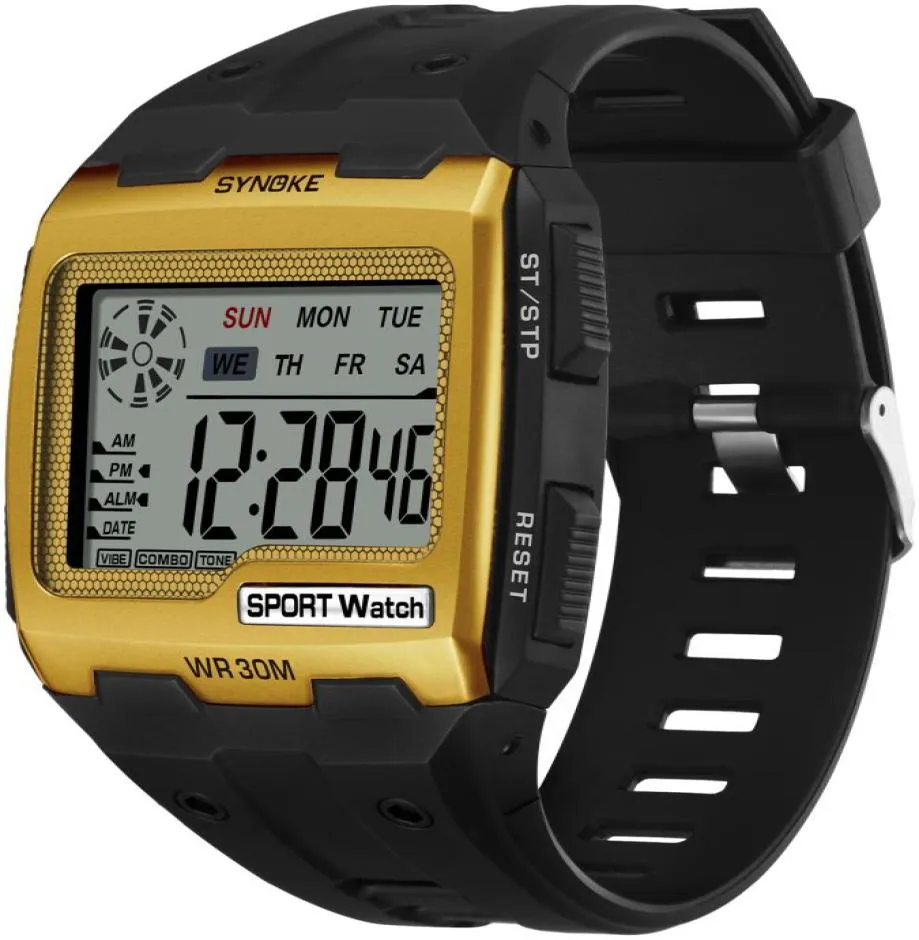 Square large screen display new brand design electronic watch Men039s luminous waterproof multifunctional outdoor sports watch7459199