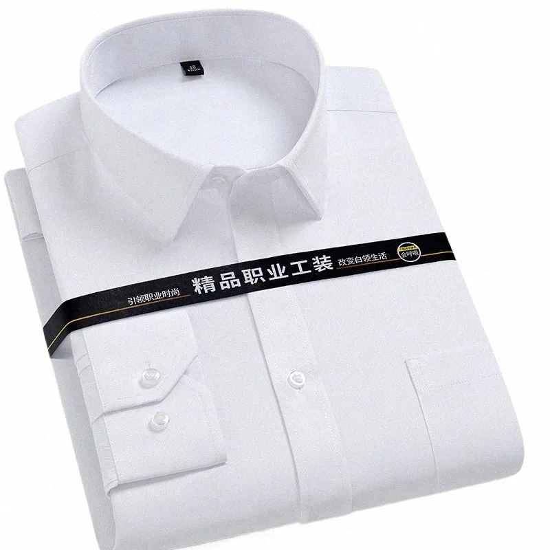 new in shirt plus size lg-sleeve shirts for men solid slim fit formal shirt 40%cott office tops big size busin clothes g2pd#