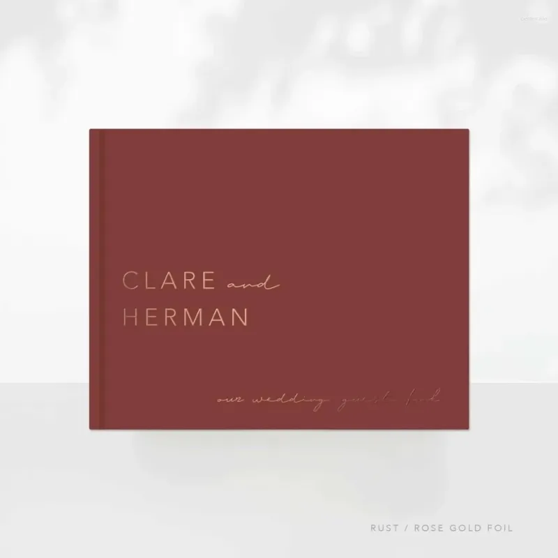Impreza dostarcza proste minimalistyczne skrypt niestandardowy ślubna książka gości w twardej okładce rose złota srebrna rocznica album